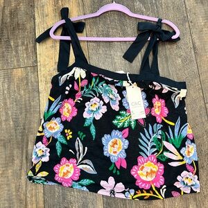 C&C California Navy Floral Tie-Shoulder Camisole